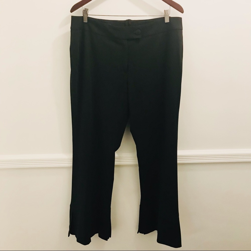 Escada Black Trouser Pants 44 Large Flare Pleated Bell Wool Work